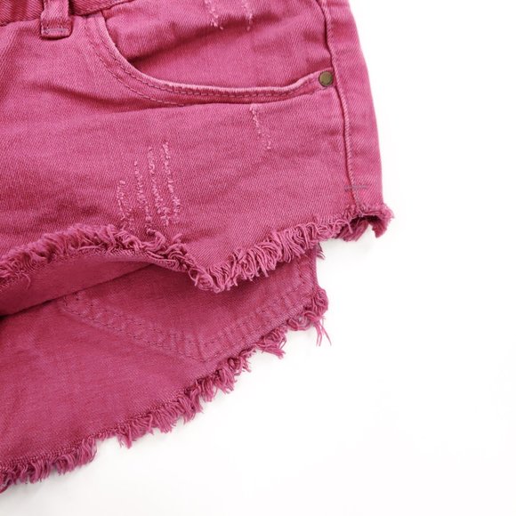 Billabong Jean Shorts Women 29 Pink Denim Stretch - Picture 4 of 8